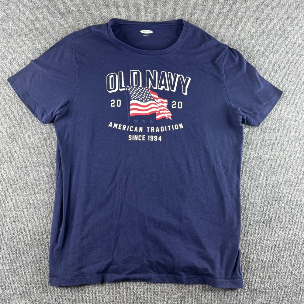 Old Navy Mens Navy Blue American Tradition 2020 Flag Graphic T-Shirt Size L